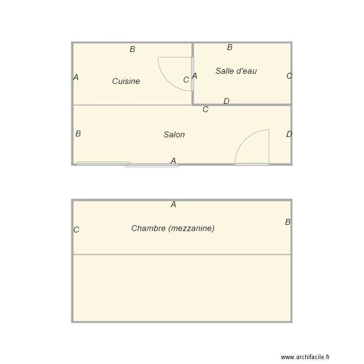 Croquis LACOMBESCI PEN ER MER studio. Plan de 5 pièces et 29 m2