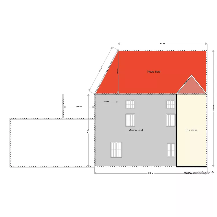 Façade Nord. Plan de 0 pièce et 0 m2 Façade Nord. Plan de 0 pièce et 0 m2