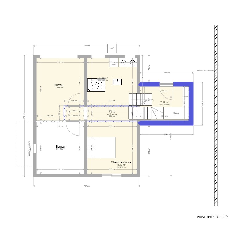 AJ RdJ curé et entrée  et bow window est 2. Plan de 7 pièces et 56 m2