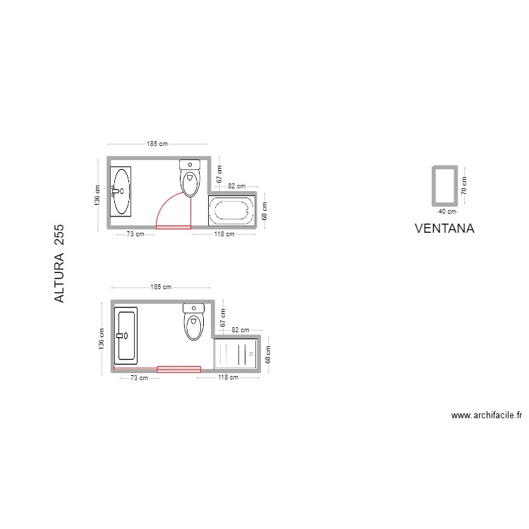 ANGUERA. Plan de 1 pièce et 3 m2