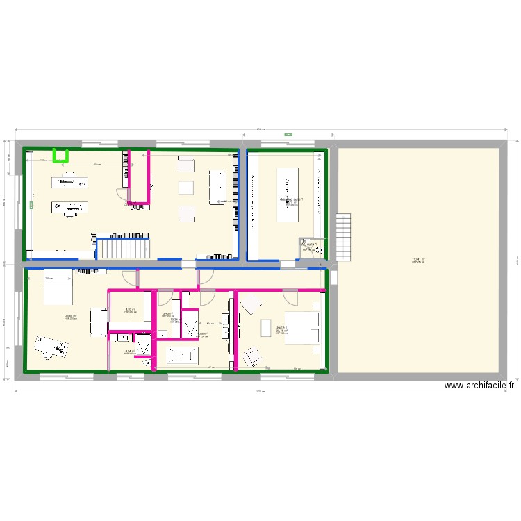 ETAGE1 31 12 2022 sdb v2. Plan de 35 pièces et 703 m2