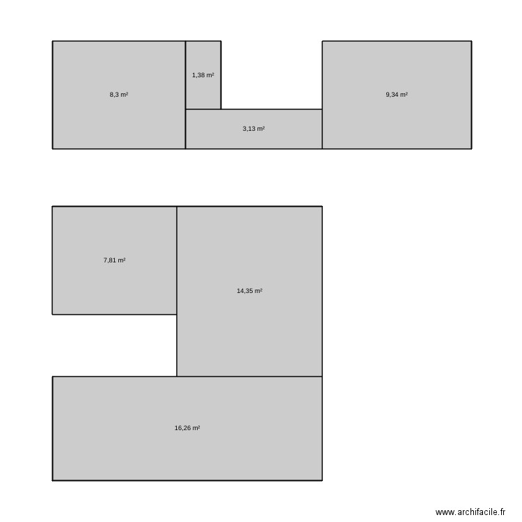 plan 2. Plan de 7 pièces et 61 m2