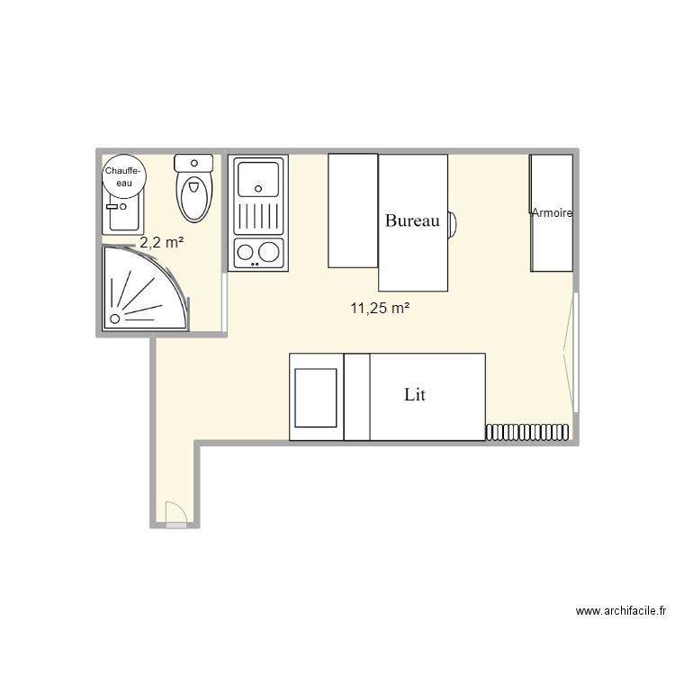 Studio. Plan de 0 pièce et 0 m2