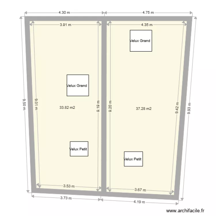 Toit  146 av de la republique. Plan de 
