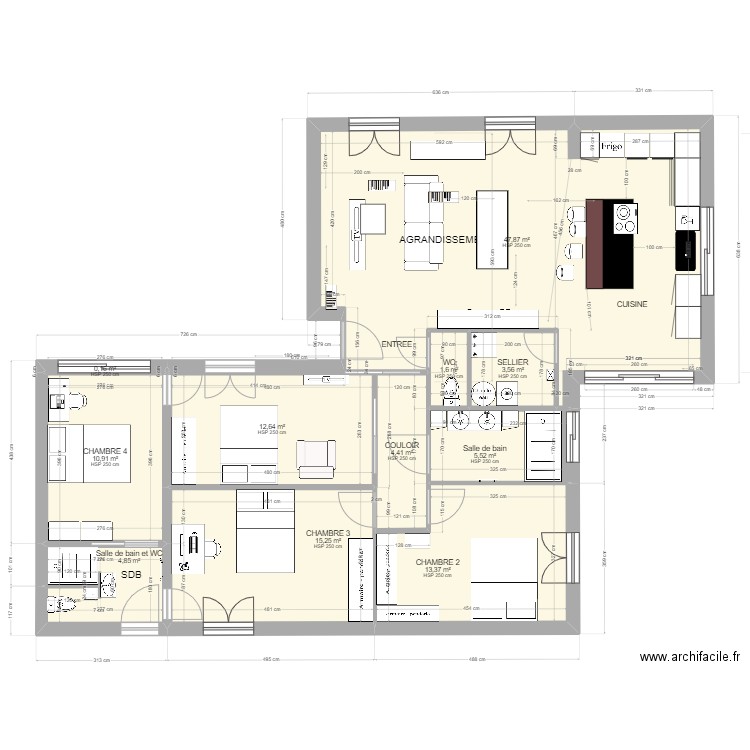 tarnos 7. Plan de 11 pièces et 120 m2