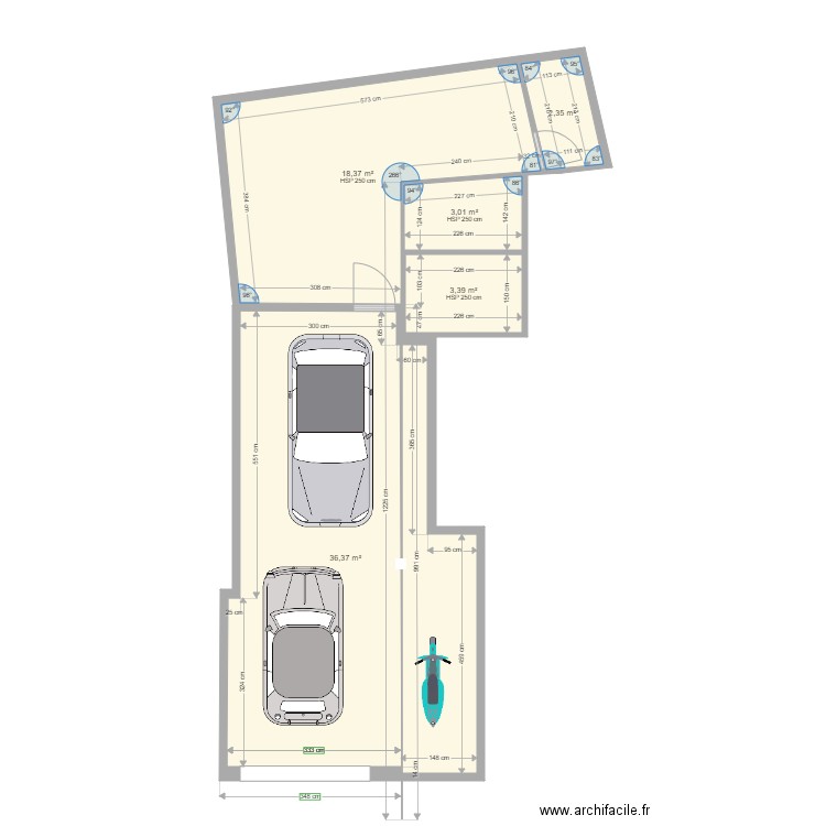 garaje . Plan de 5 pièces et 63 m2