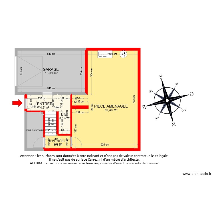 BI 7558 RDC ET DEMI PÄLIER 1. Plan de 7 pièces et 68 m2