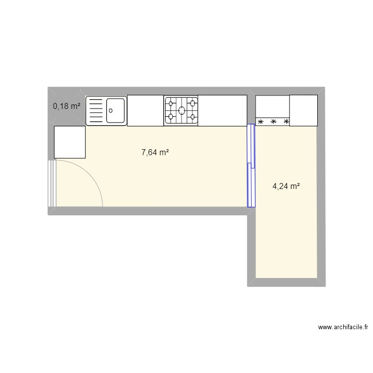 aprt1. Plan de 3 pièces et 12 m2