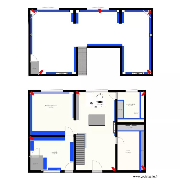 PX 2 &eacute;tage. Plan de 