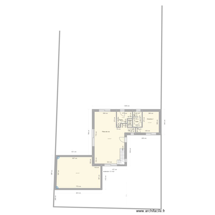 Projet d'extension + Garage 2. Plan de 6 pièces et 108 m2