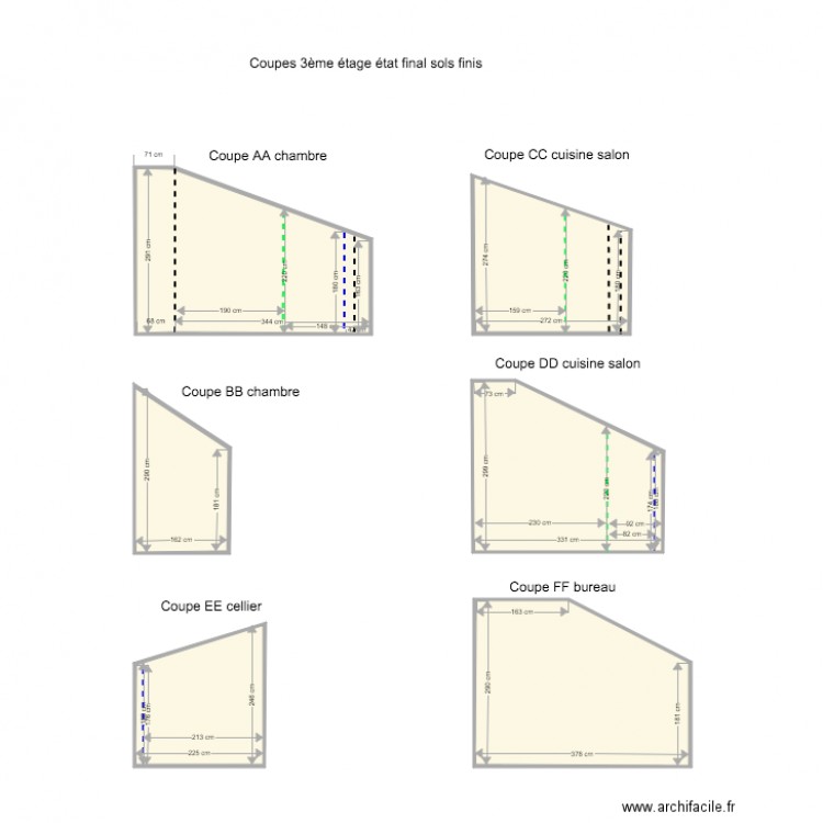 Coupes 3ème étage. Plan de 0 pièce et 0 m2