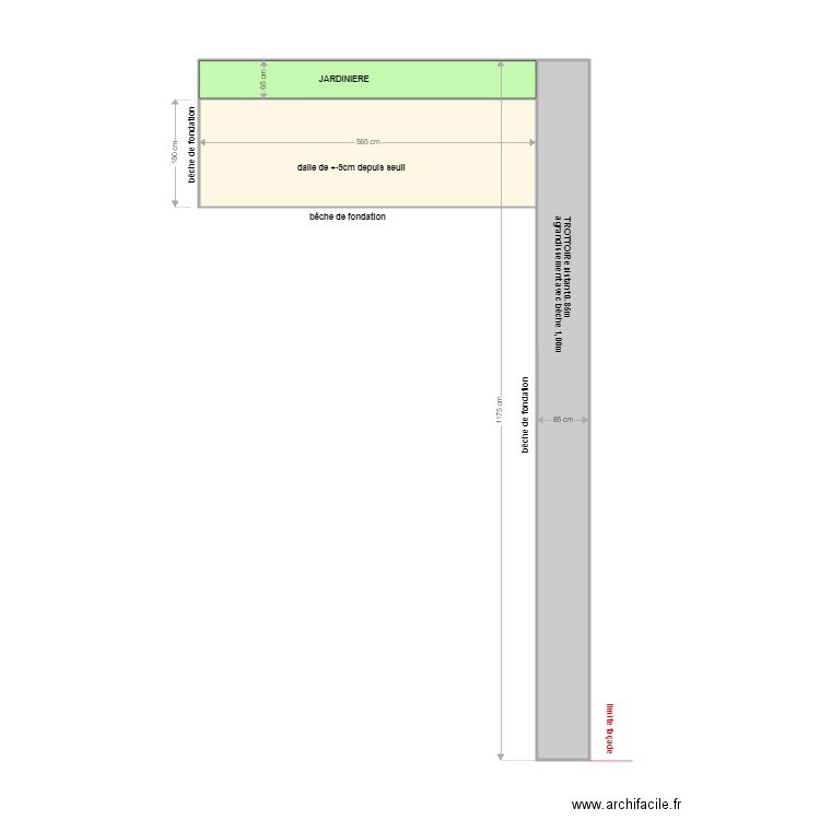 SAEN (trottoir+dalle terrasse). Plan de 3 pièces et 24 m2