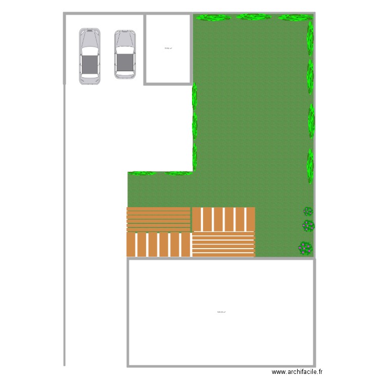 carport. Plan de 2 pièces et 148 m2