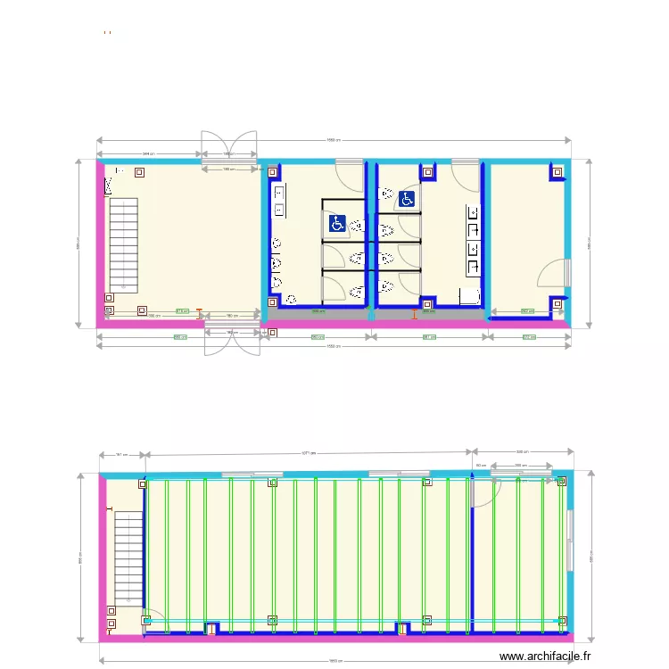 Plan sanitaires et bureau. Plan de 