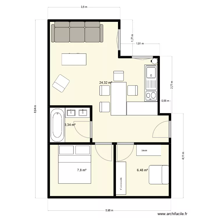 Appartement du 92i. Plan de 4 et 42 m² Appartement du 92i. Plan de 4 et 42 m²