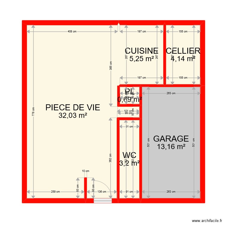 BI 9418 . Plan de 6 pièces et 58 m2