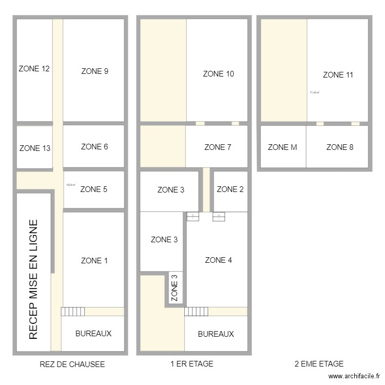 Plan de zone. Plan de 3 pièces et 383 m2