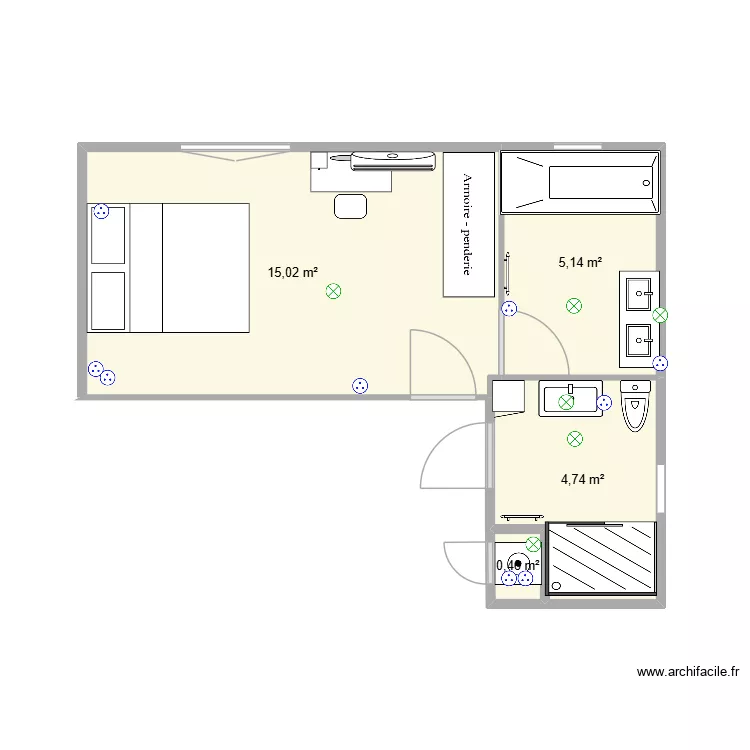chambre avant travaux. Plan de 4 et 25 m² chambre avant travaux. Plan de 4 et 25 m²