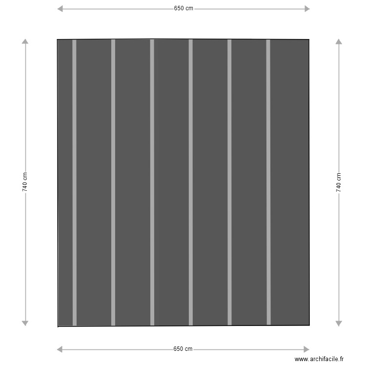 Vue de haut toiture en tôle noire forme rectangulaire. Plan de 0 pièce et 0 m2