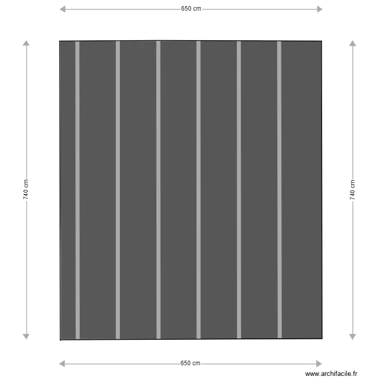 Vue de haut toiture en t&ocirc;le noire forme rectangulaire. Plan de 