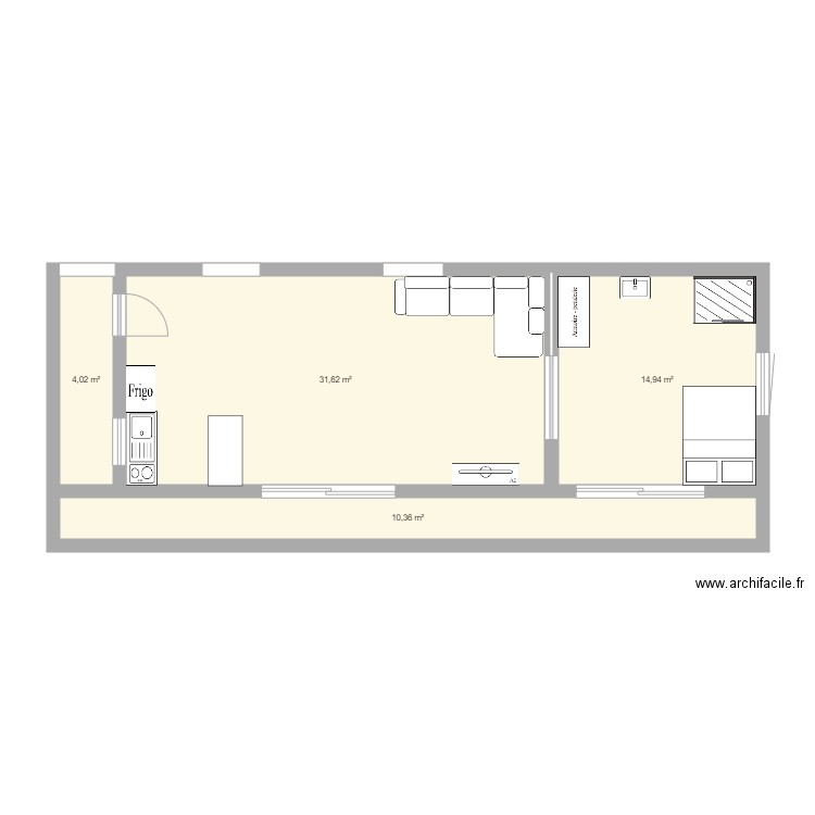 Maison annexe. Plan de 4 pièces et 61 m2