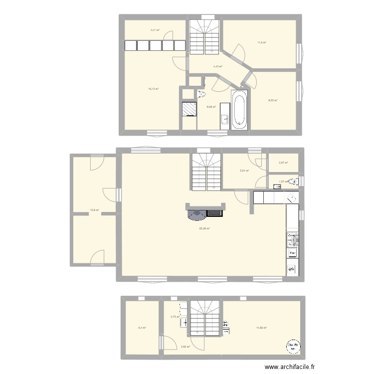 Villiers REZ. Plan de 20 pièces et 185 m2