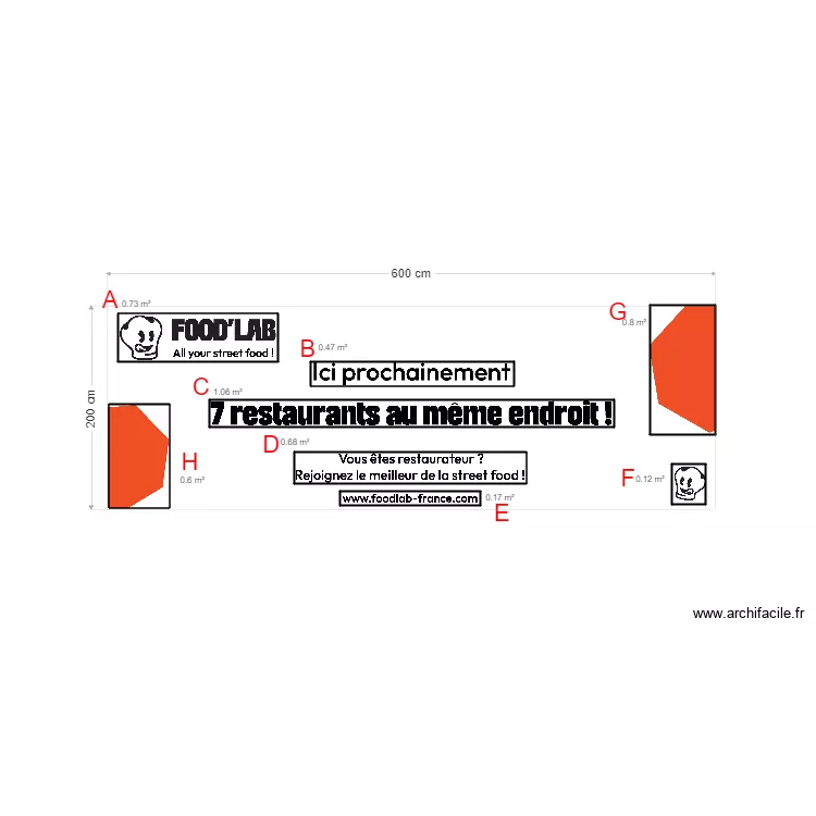 surface enseigne. Plan de 