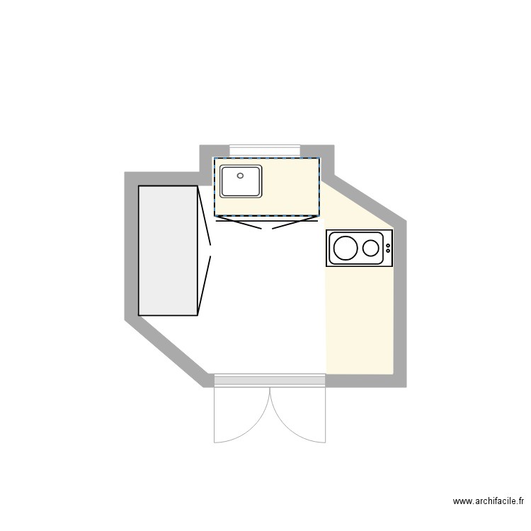 Godefroy. Plan de 1 pièce et 3 m2