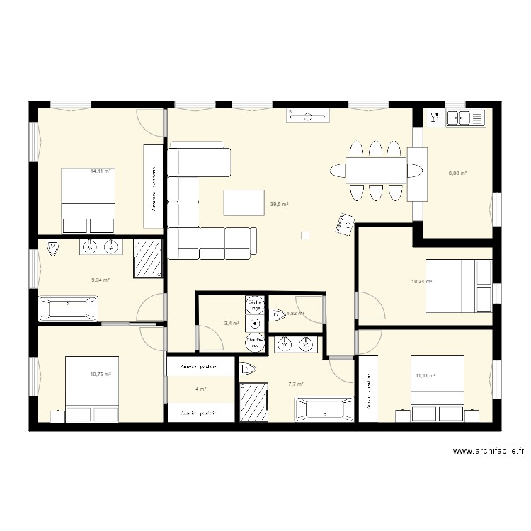 RDJardin projet2. Plan de 11 pièces et 120 m2