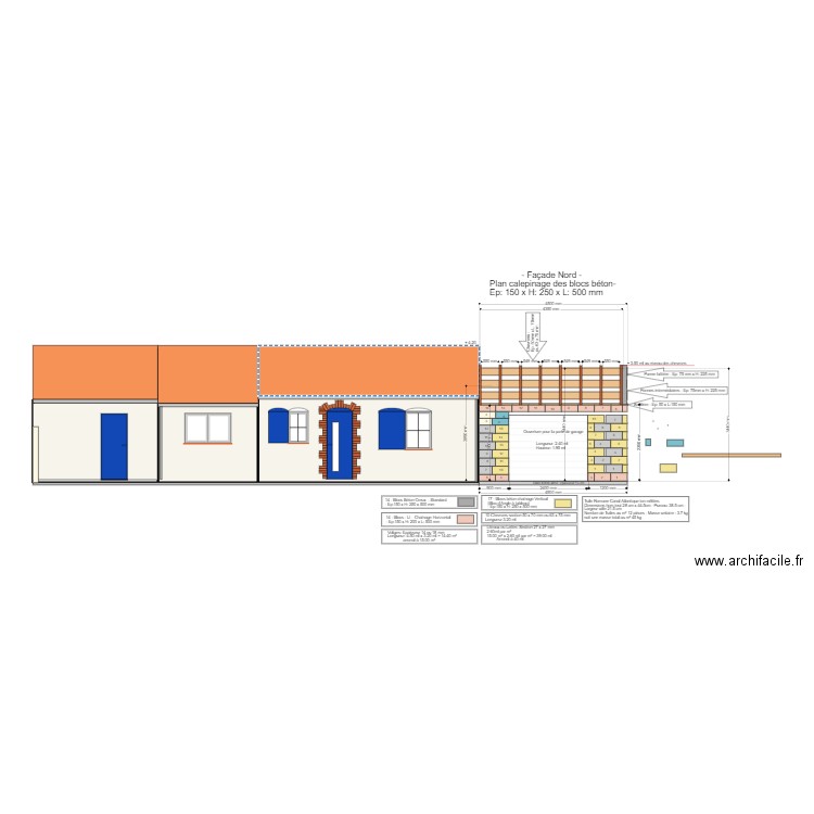 Façade Nord Bloc Béton Creux. Plan de 0 pièce et 0 m2