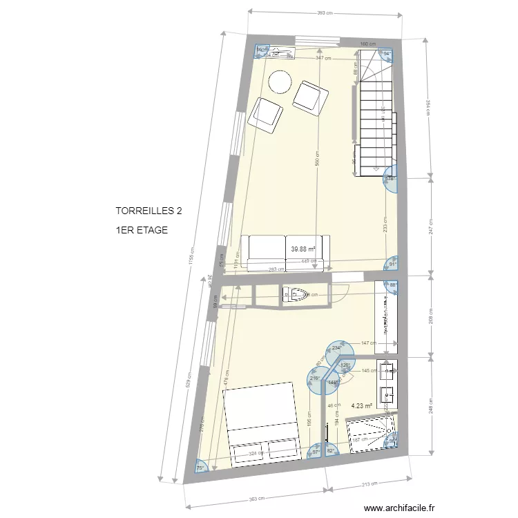 torreilles  2 1er etage. Plan de 