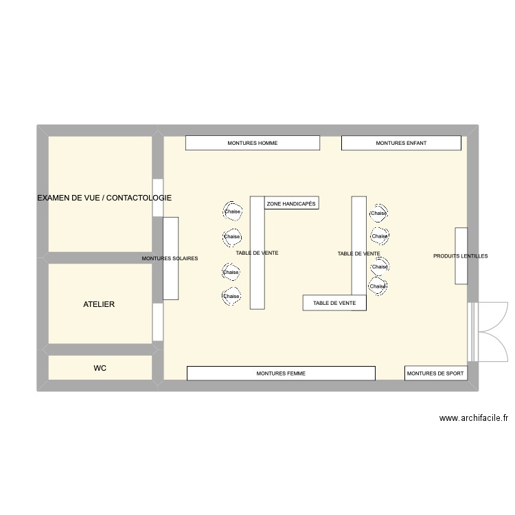 mag. Plan de 4 pièces et 55 m2