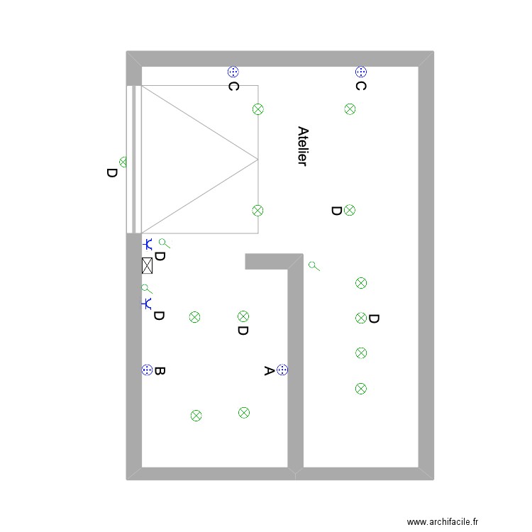 le voisin atelier. Plan de 1 pièce et 32 m2