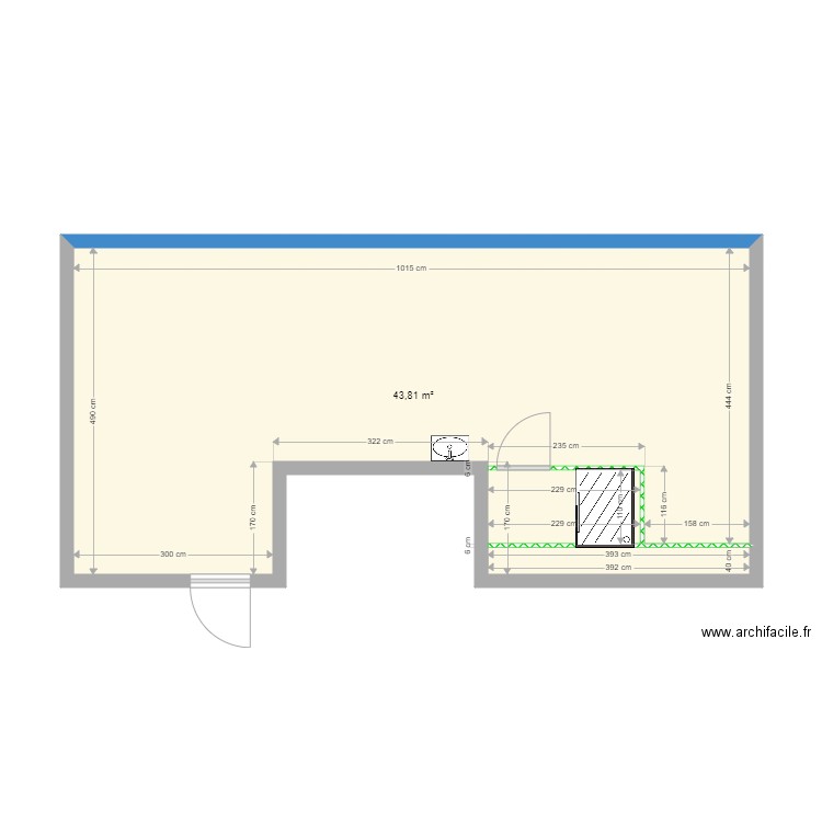 Loisirs Noerdange. Plan de 1 pièce et 44 m2