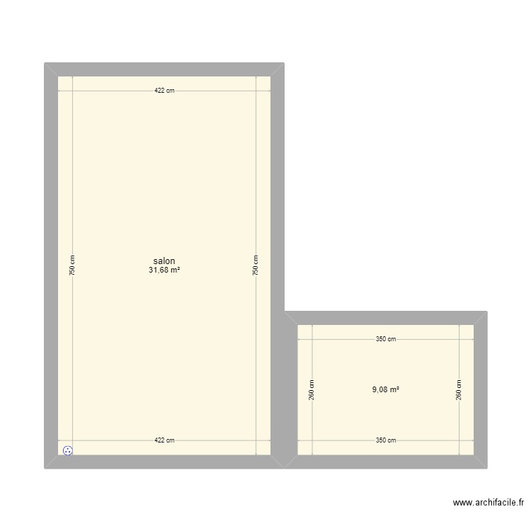 COSTANZO. Plan de 2 pièces et 41 m2