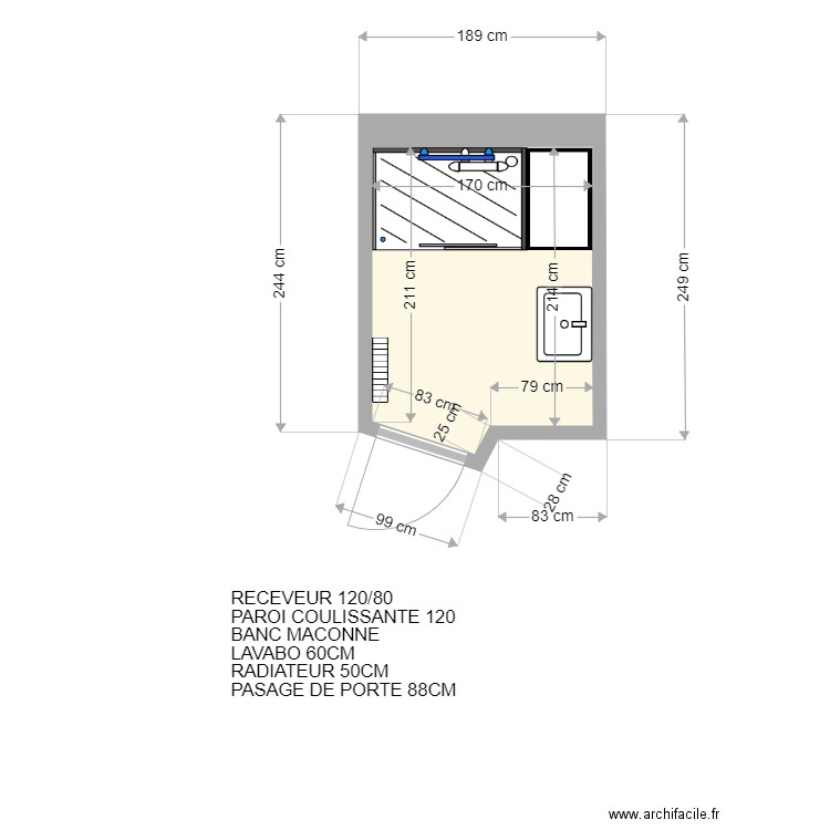 PLAN AZZI APRES 1. Plan de 1 pièce et 4 m2