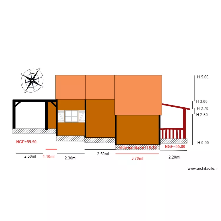 Facade OUEST                                               chalet 49. Plan de 