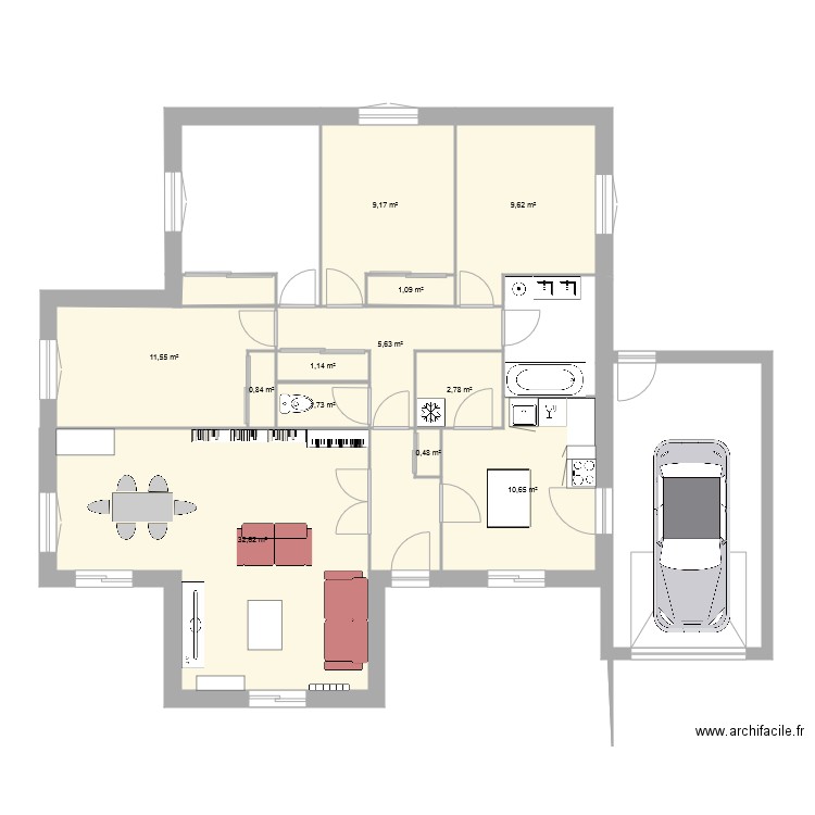 Sartres 1. Plan de 12 pièces et 87 m2