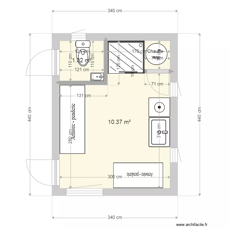 PLAN AMENAGEMENT SDB DANS EXISTANT. Plan de 