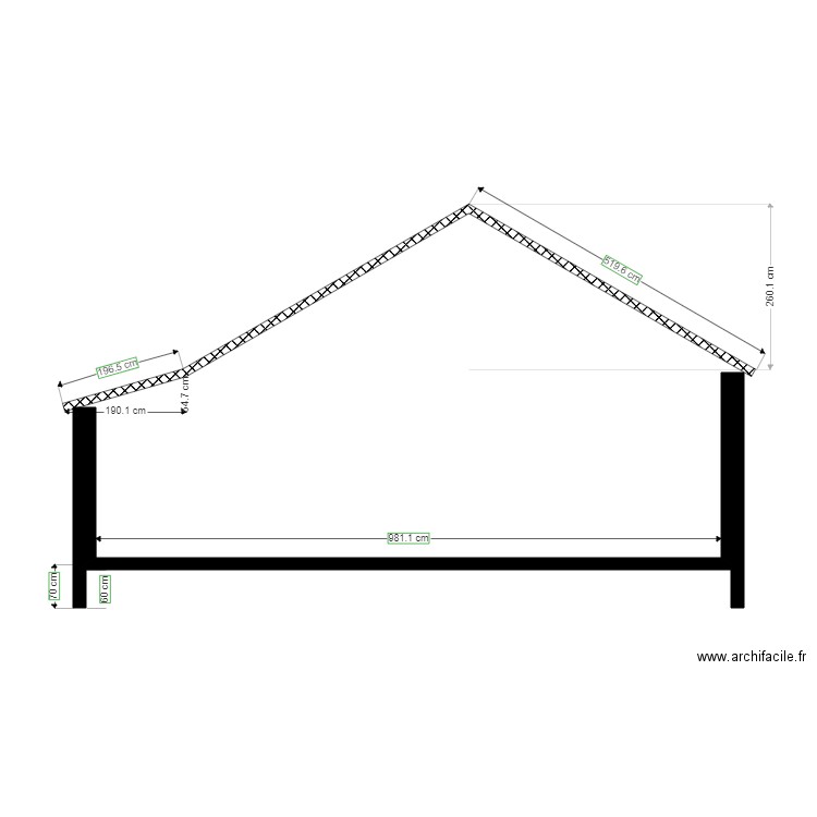 plan grand pignon. Plan de 0 pièce et 0 m2