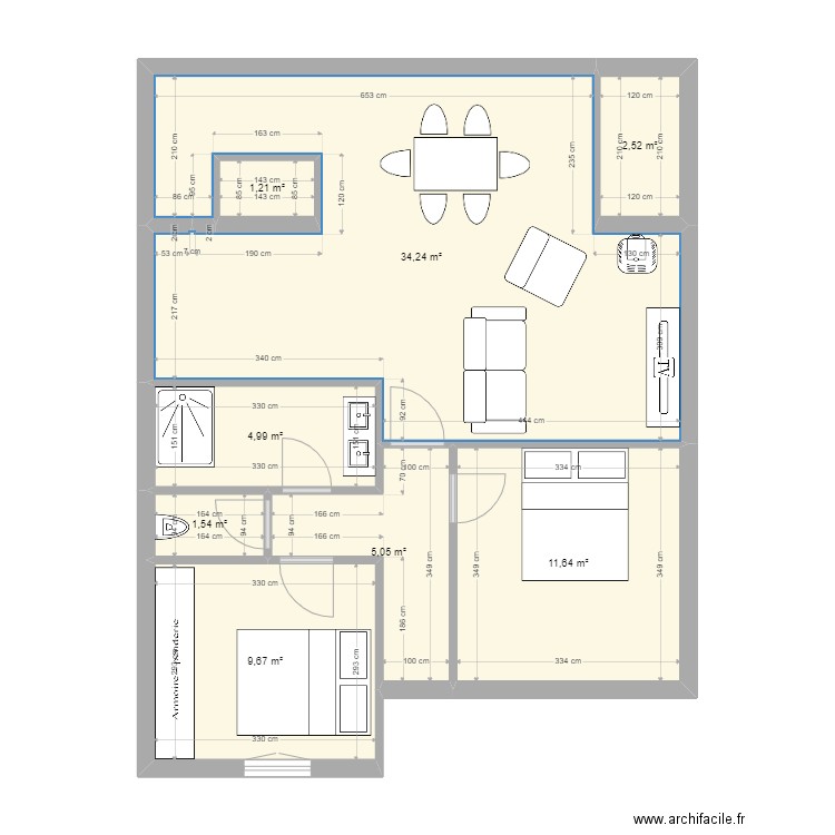 pucchini VERANDA NEW. Plan de 8 pièces et 71 m2