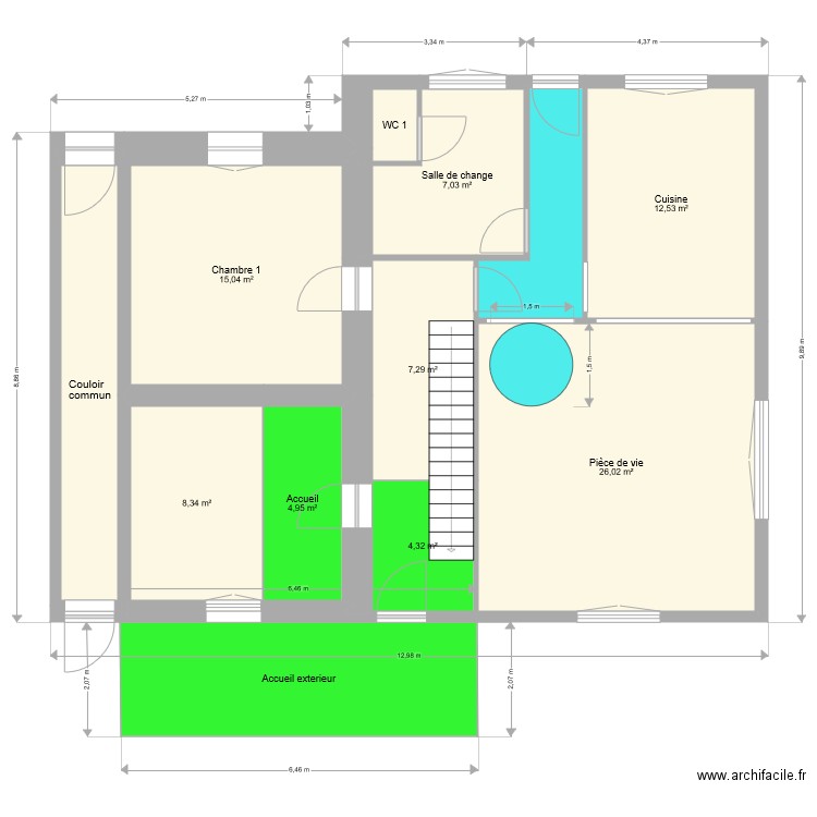 F esti Mam PMR. Plan de 18 pièces et 207 m2