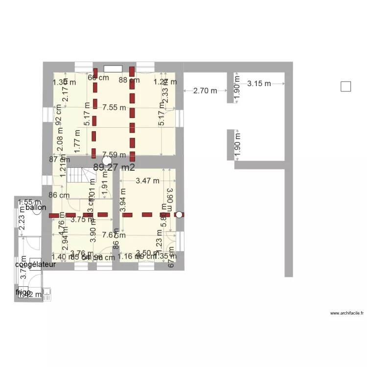 existant rdc cuisine &eacute;t&eacute; grange. Plan de 