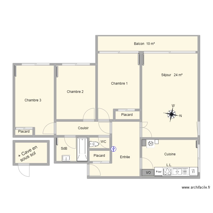 54A G Lenotre RBT. Plan de 14 pièces et 103 m2