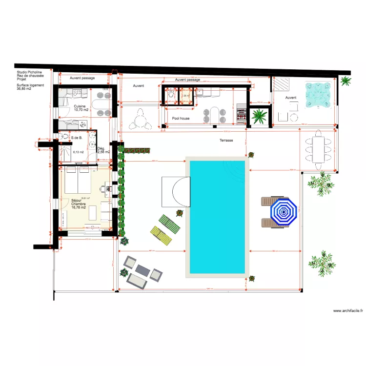 Studio Picholine Rez de chauss&eacute;e 3. Plan de 