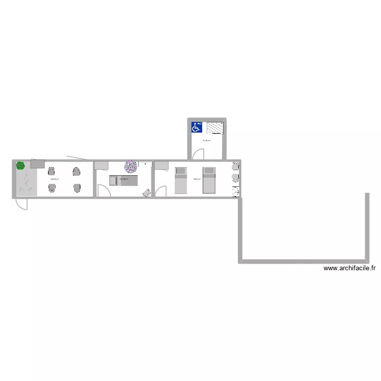 cabine epil. Plan de 4 pièces et 46 m²