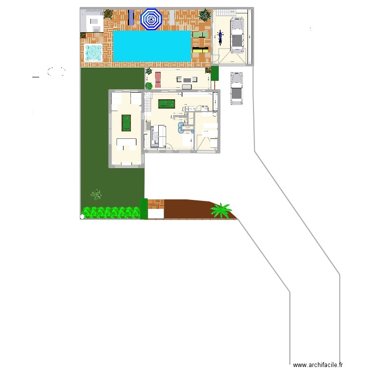 Rez de chaussée55. Plan de 7 pièces et 165 m2