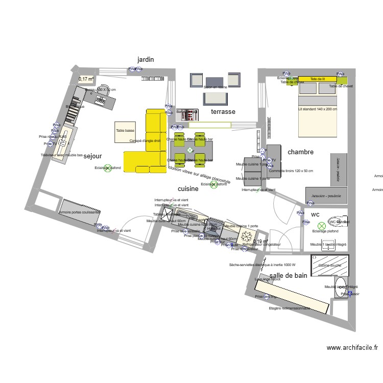 cuisine LORIS. Plan de 2 pièces et 0 m2