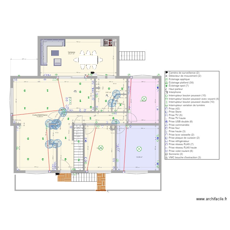 louis pasteur aménagement électrique  sans meuble VR. Plan de 9 pièces et 137 m2