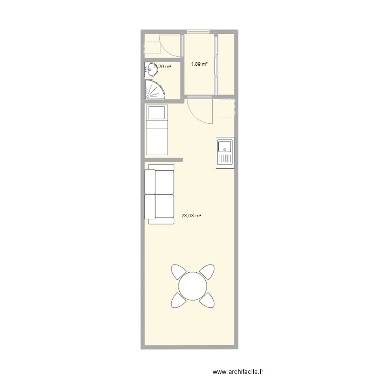 appartement 1. Plan de 3 pièces et 27 m2